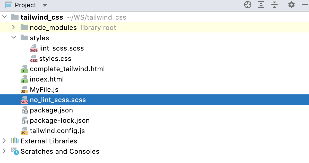 Stylelint: custom patterns. Example project structure