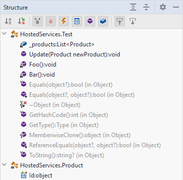 JetBrains Rider: Structure window