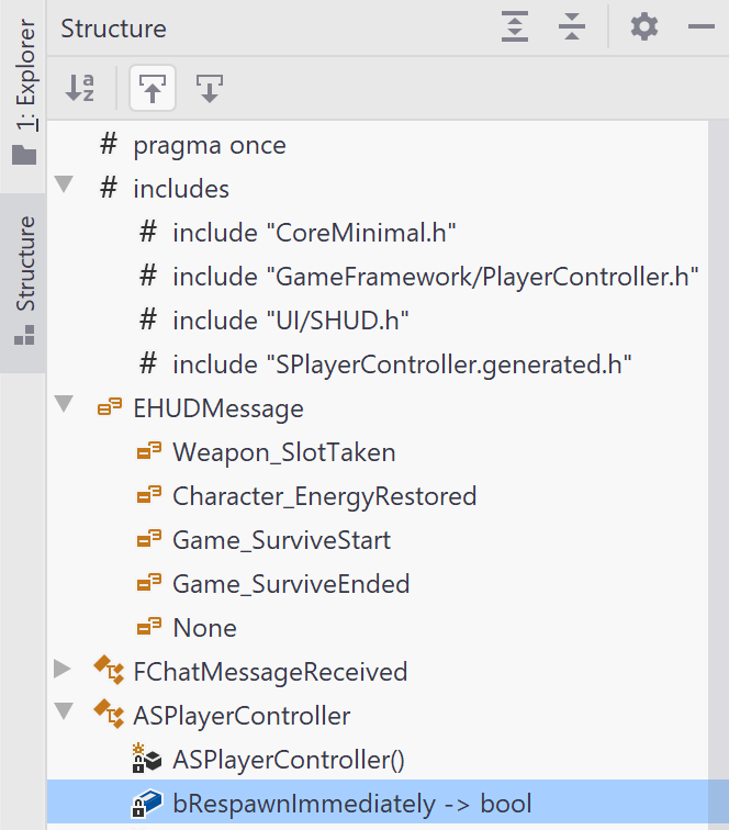 Viewing file structure of a C++ file