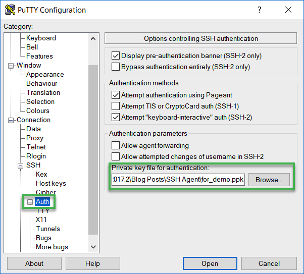Create the SSH tunnel with PuTTY (Windows)