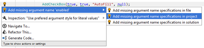 Quick fix that help you add or remove argument names