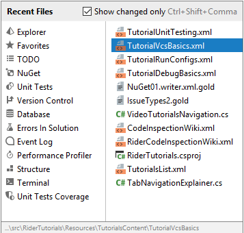 Navigating to recently modified items