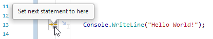 JetBrains Rider debugger: Setting the next statement with the hover action