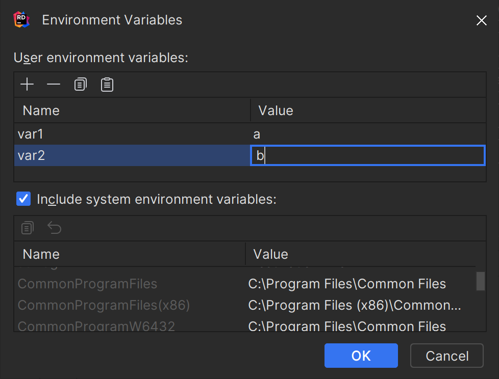 Adding environment variables