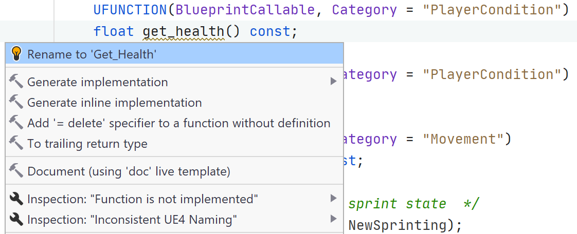 JetBrains Rider: Applying Unreal Engine naming conventions