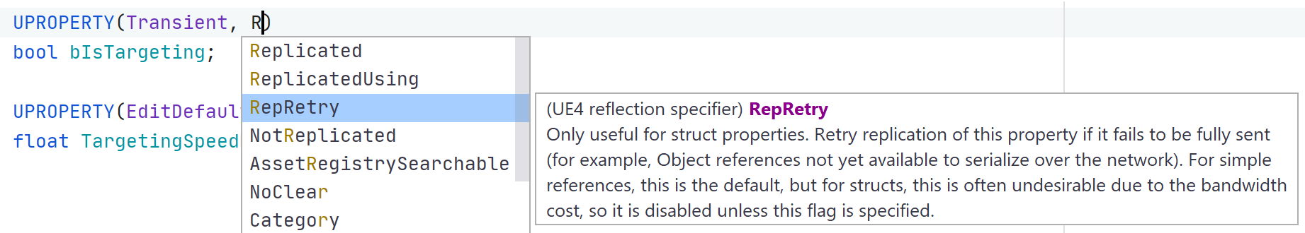 JetBrains Rider: Code completion for Unreal Engine reflection specifiers