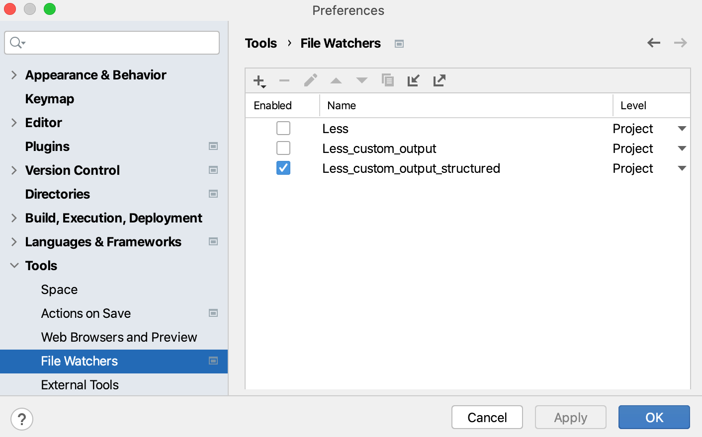 Custom output with folder structure: File Watcher saved and enabled