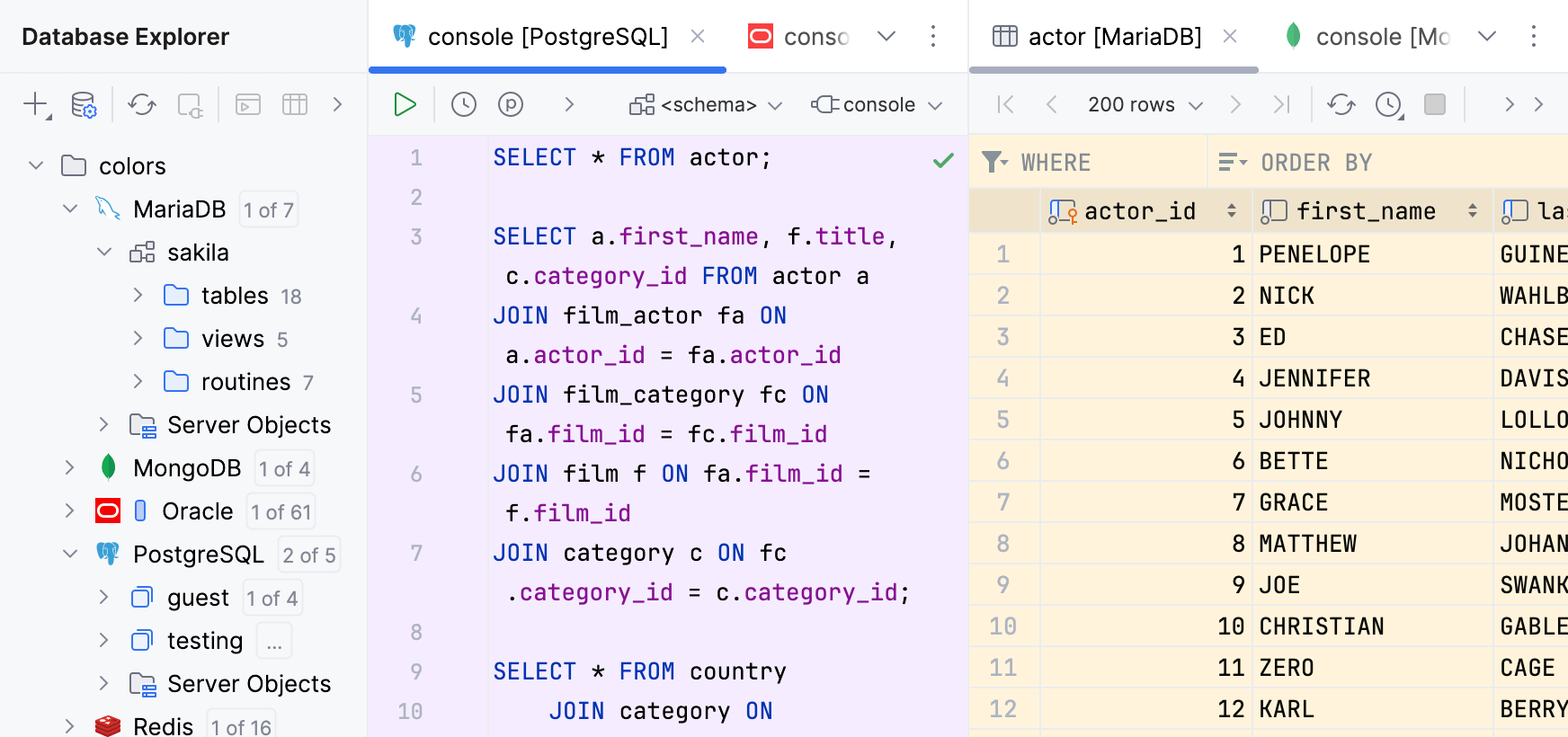 Query console and data editor colors are enabled