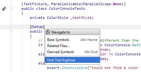 JetBrains Rider: Locating a test in the Unit Test Explorer