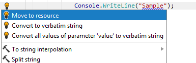 JetBrains Rider: A quick-fix to move string literal to resource