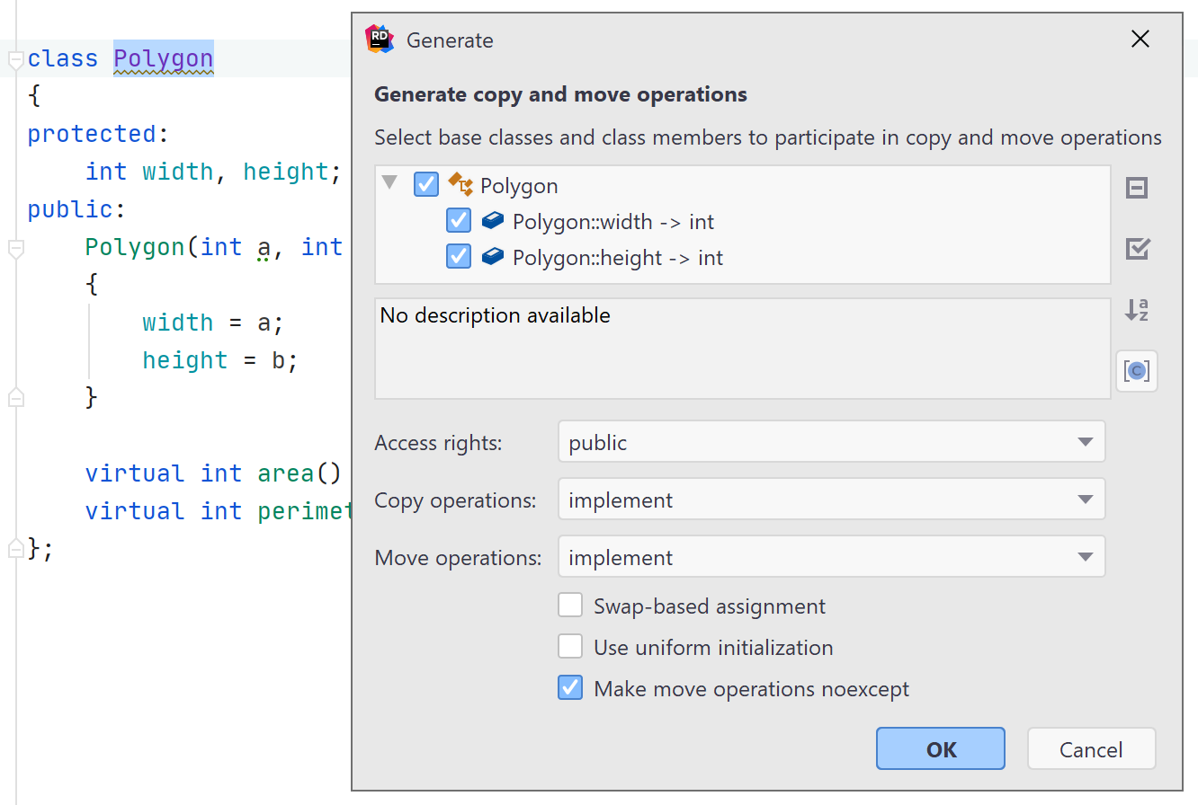 Generating copy and move actions for a C++ class