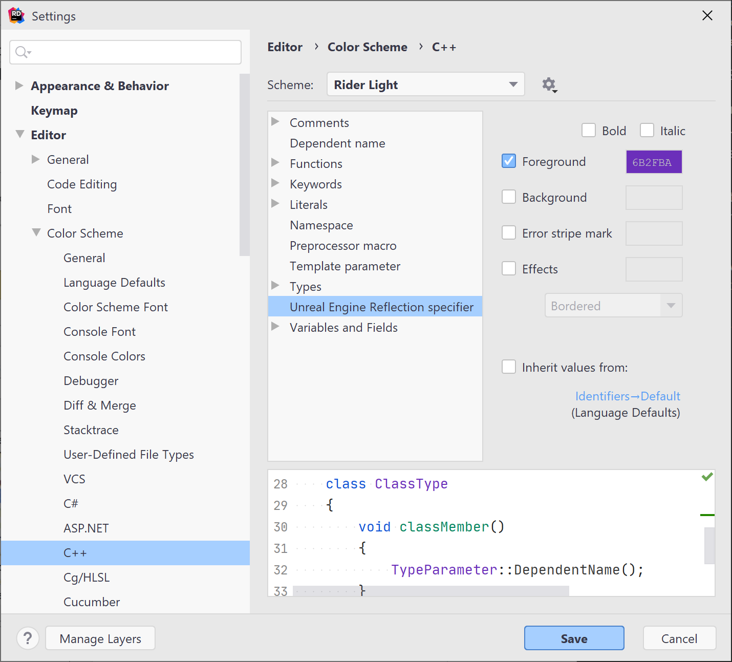 Configuring syntax highlighting for C++ identifiers