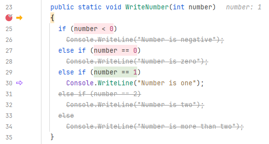 JetBrains Rider: predictive debugger is the colorized mode