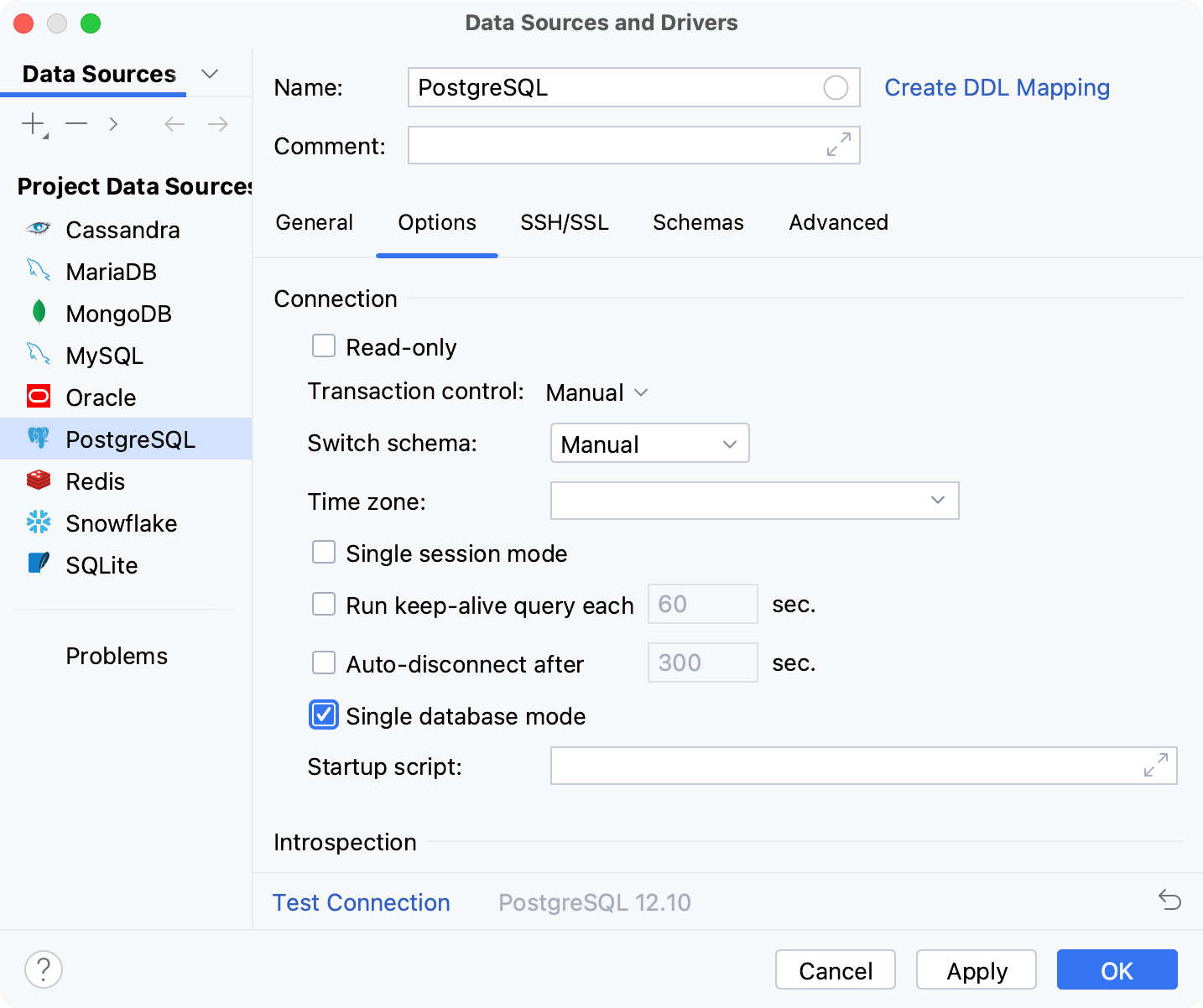 Enable the single database mode