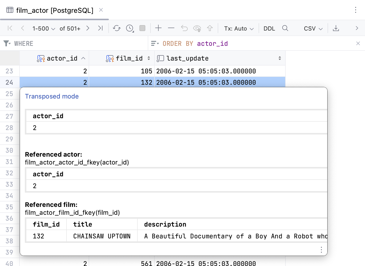 Quick documentation view for an image