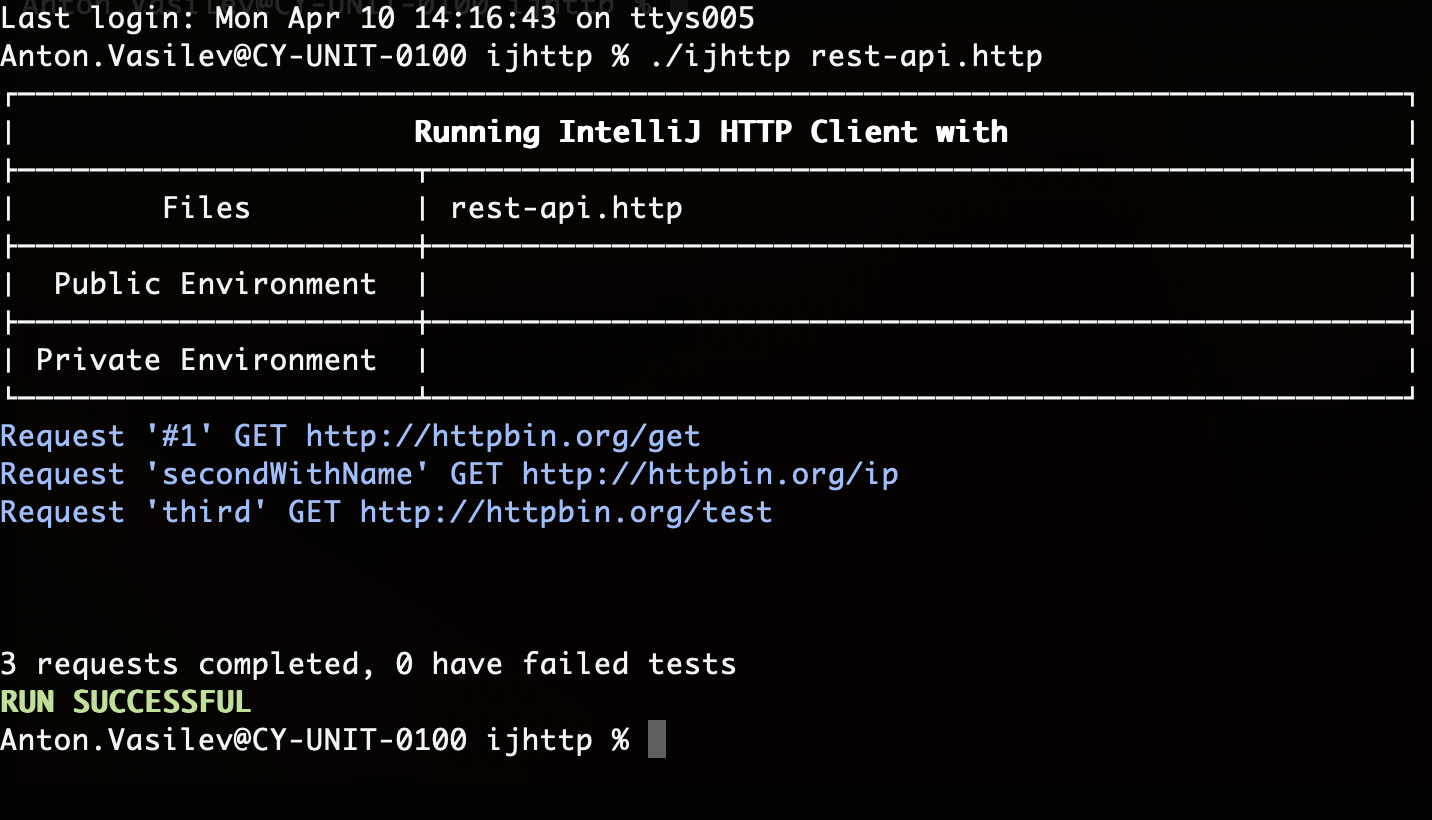 Run HTTP Client CLI