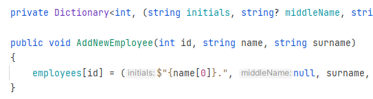 JetBrains Rider: Inlay hints for tuple component names