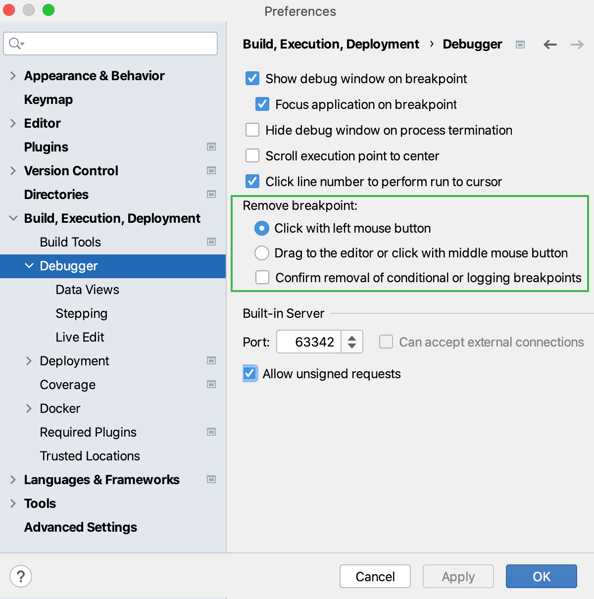 Remove breakpoints