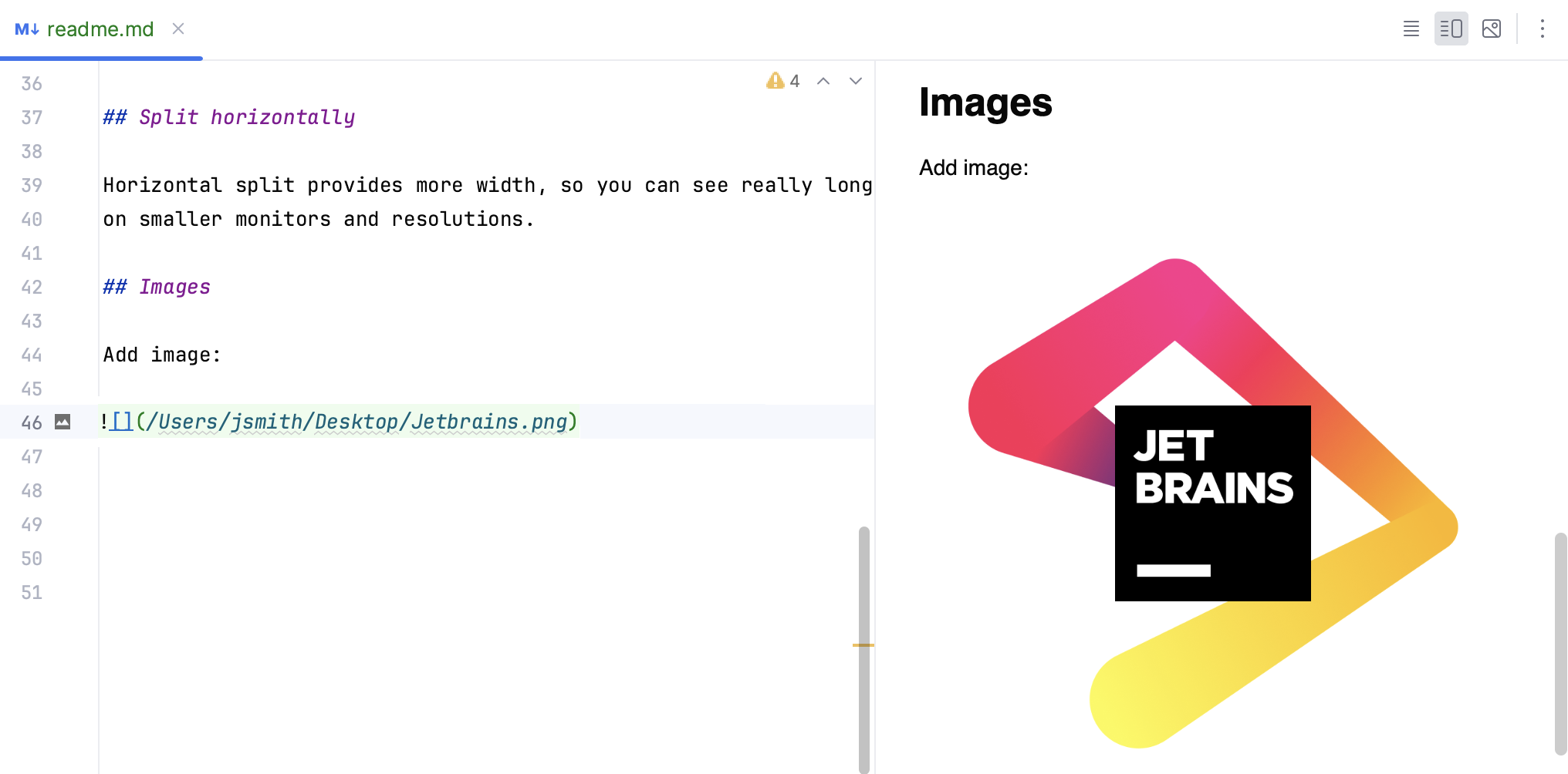Inserted image in a Markdown document