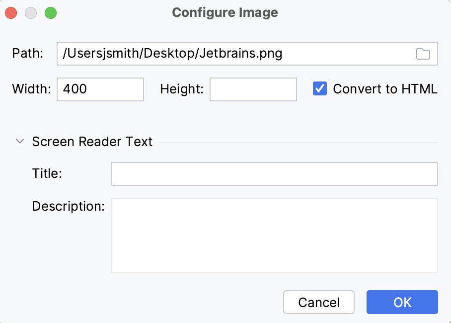 Insert Image with raw HTML