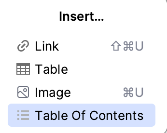 Create a table of contents in a Markdown file
