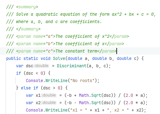 JetBrains Rider: XML documentation generated with the AI Assistant