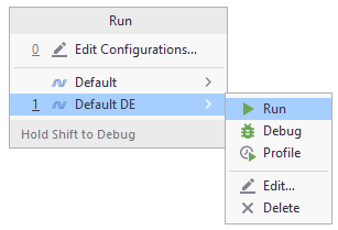 JetBrains Rider: Run/debug quick list