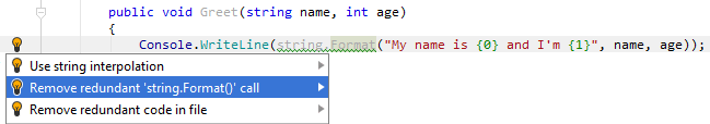 Redundant call to string formatting method