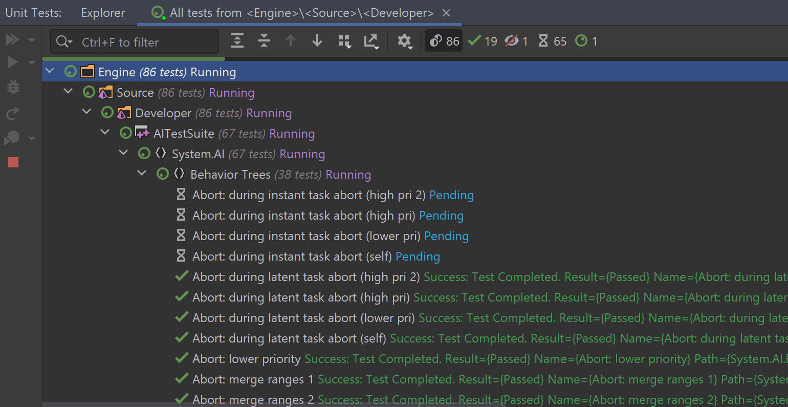 Running UE tests