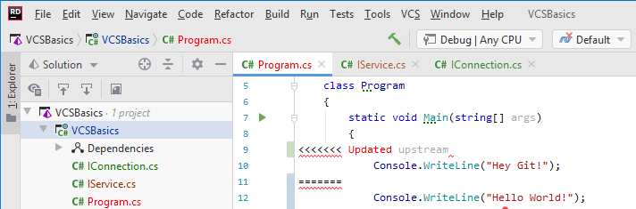 JetBrains Rider: version control status colors