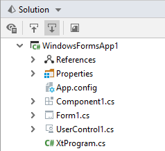 JetBrains Rider: Windows Forms in Solution Explorer