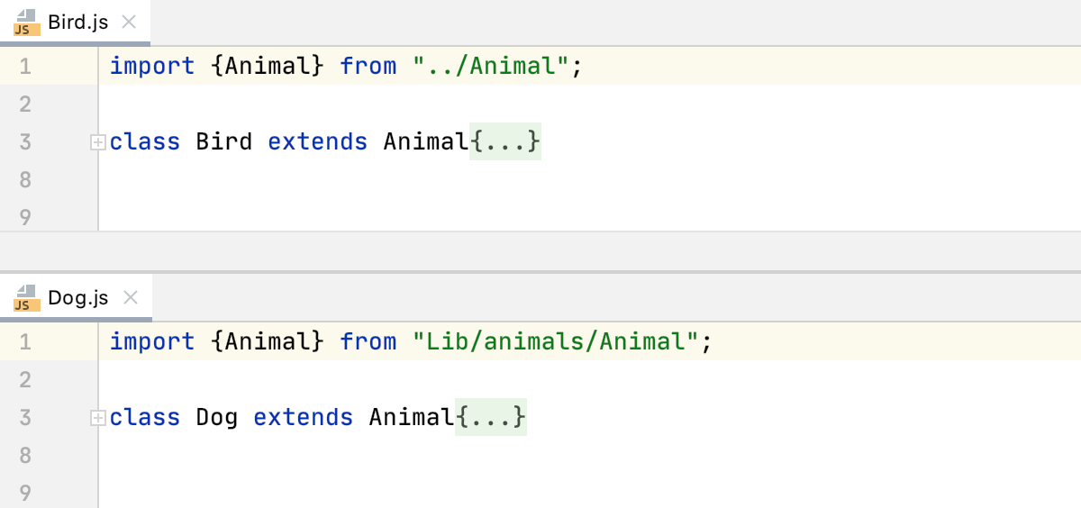 Import statement: alias or relative path used