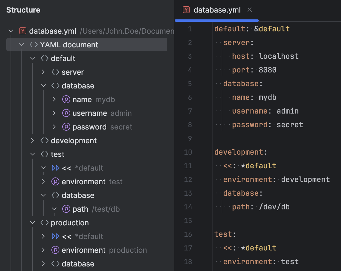 Languages And Frameworks: YAML | JetBrains Rider Documentation