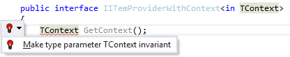 JetBrains Rider: Making type parameter invariant