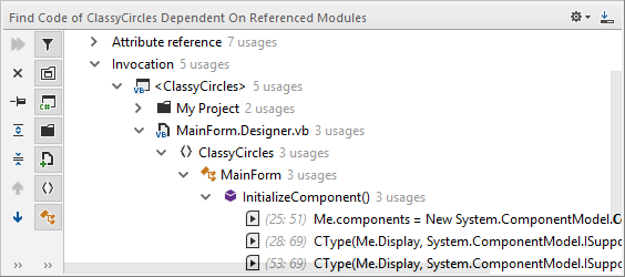 JetBrains Rider: 'Find Dependent Code' in VB.NET