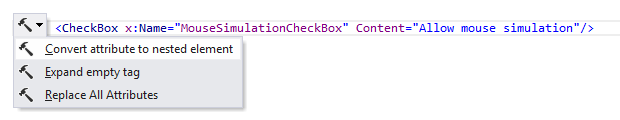 JetBrains Rider: Convert attribute to nested element context action in XAML