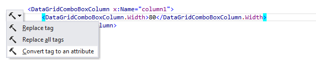 JetBrains Rider: 'Convert tag to an attribute' context action in XAML