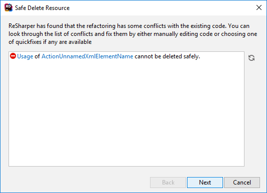 JetBrains Rider: Safe Delete resource. Conflicts