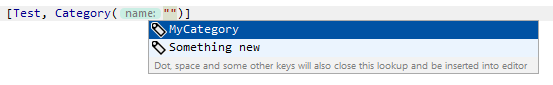 JetBrains Rider: Code completion for unit test categories