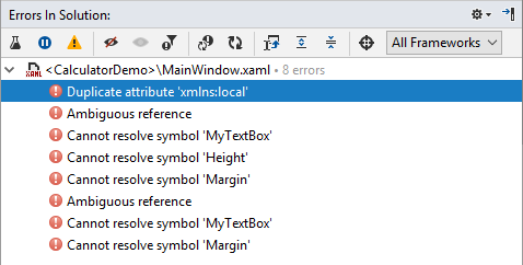JetBrains Rider: XAML errors in solution