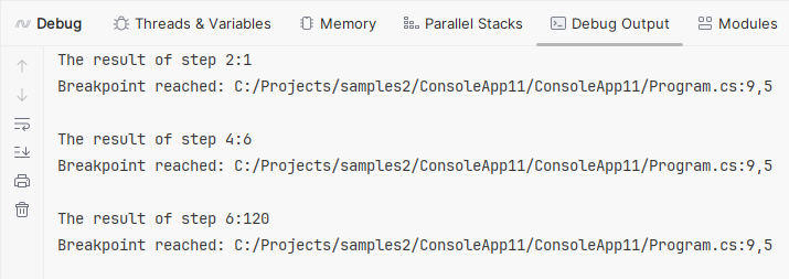 JetBrains Rider: evaluating expressions on tracepoint