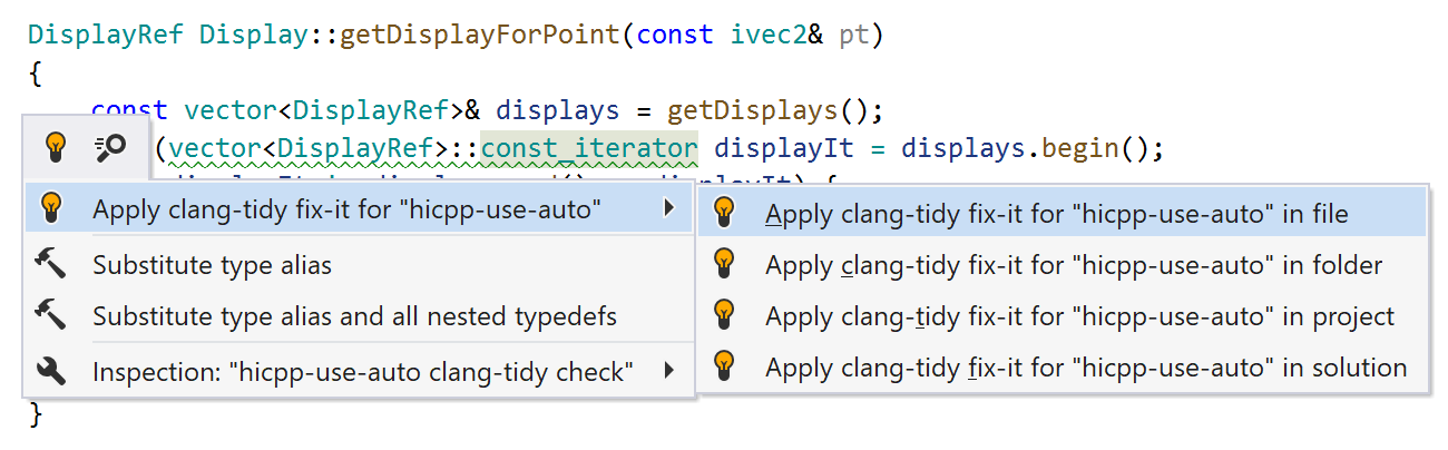 JetBrains Rider: A quick fix for Clang-Tidy inspection