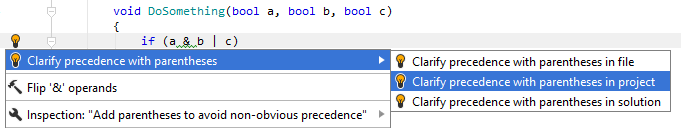 Adding optional parentheses to clarify operation precedence