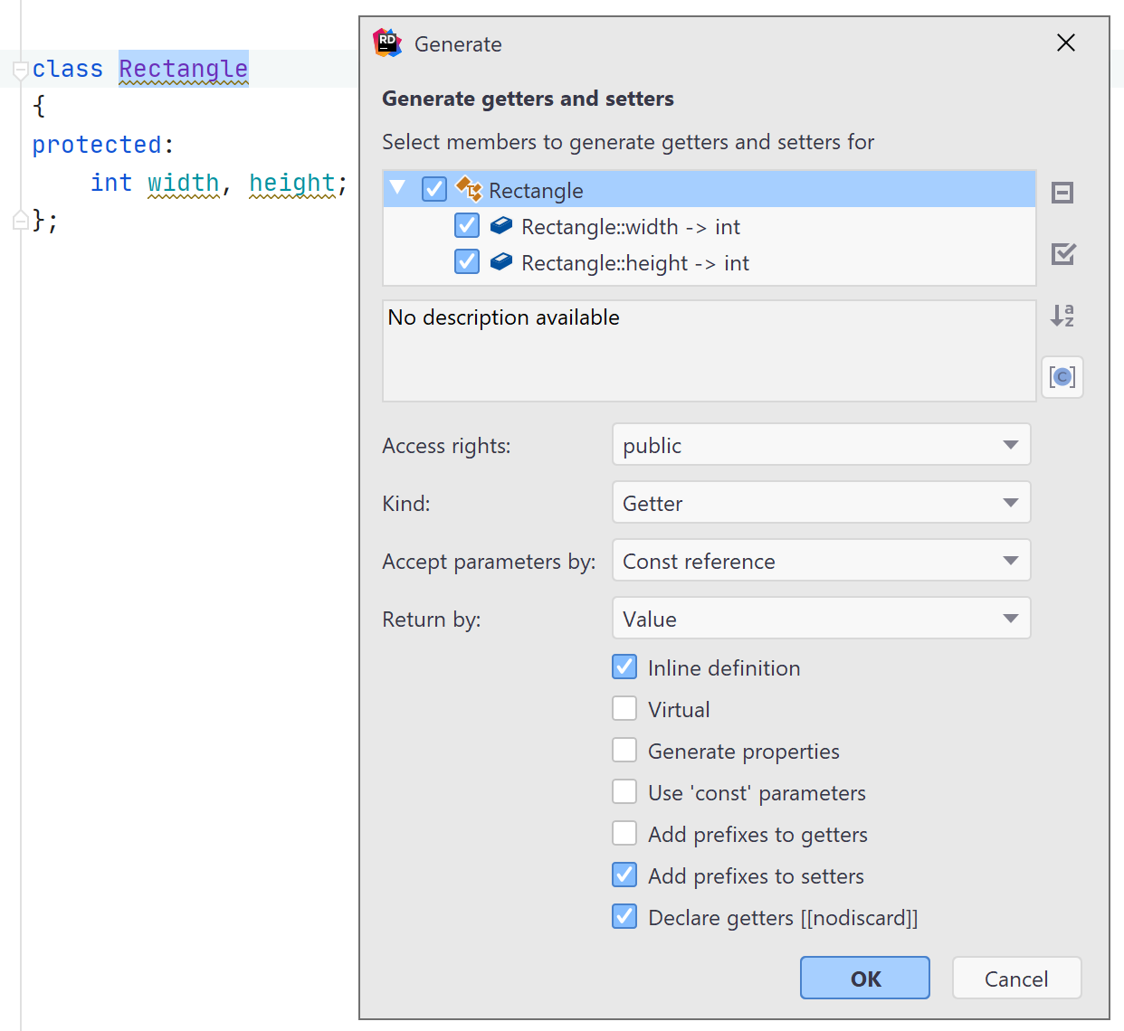 Generating getters and setters for C++ class