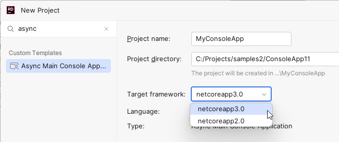 JetBrains Rider: Creating new project using custom project template