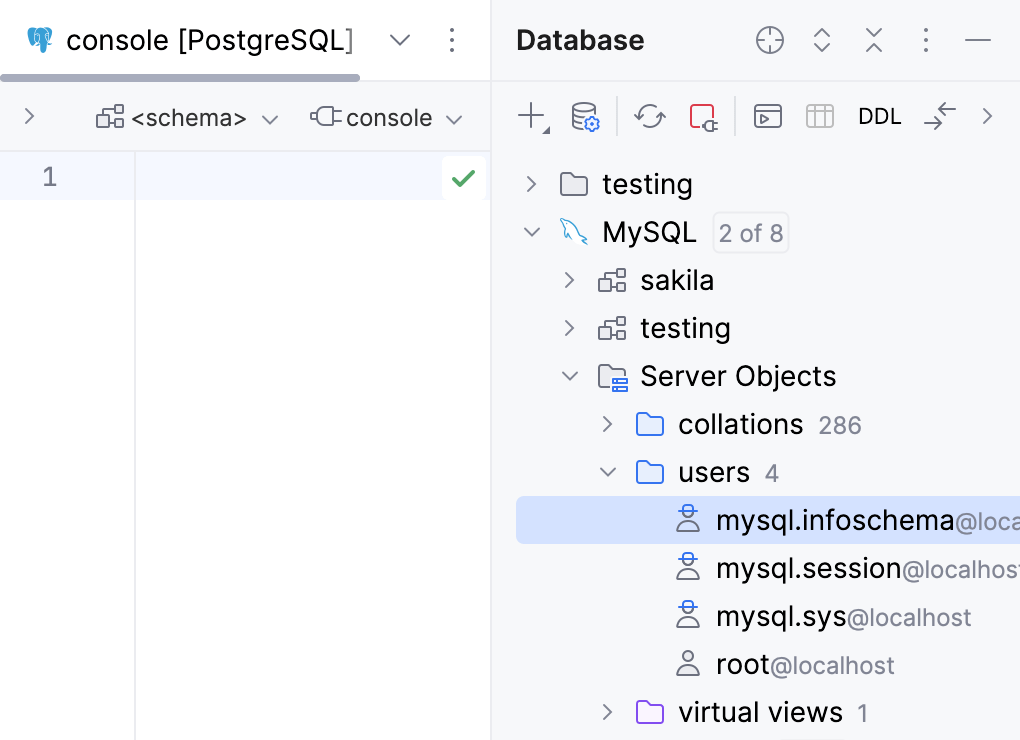 Users and roles in Database