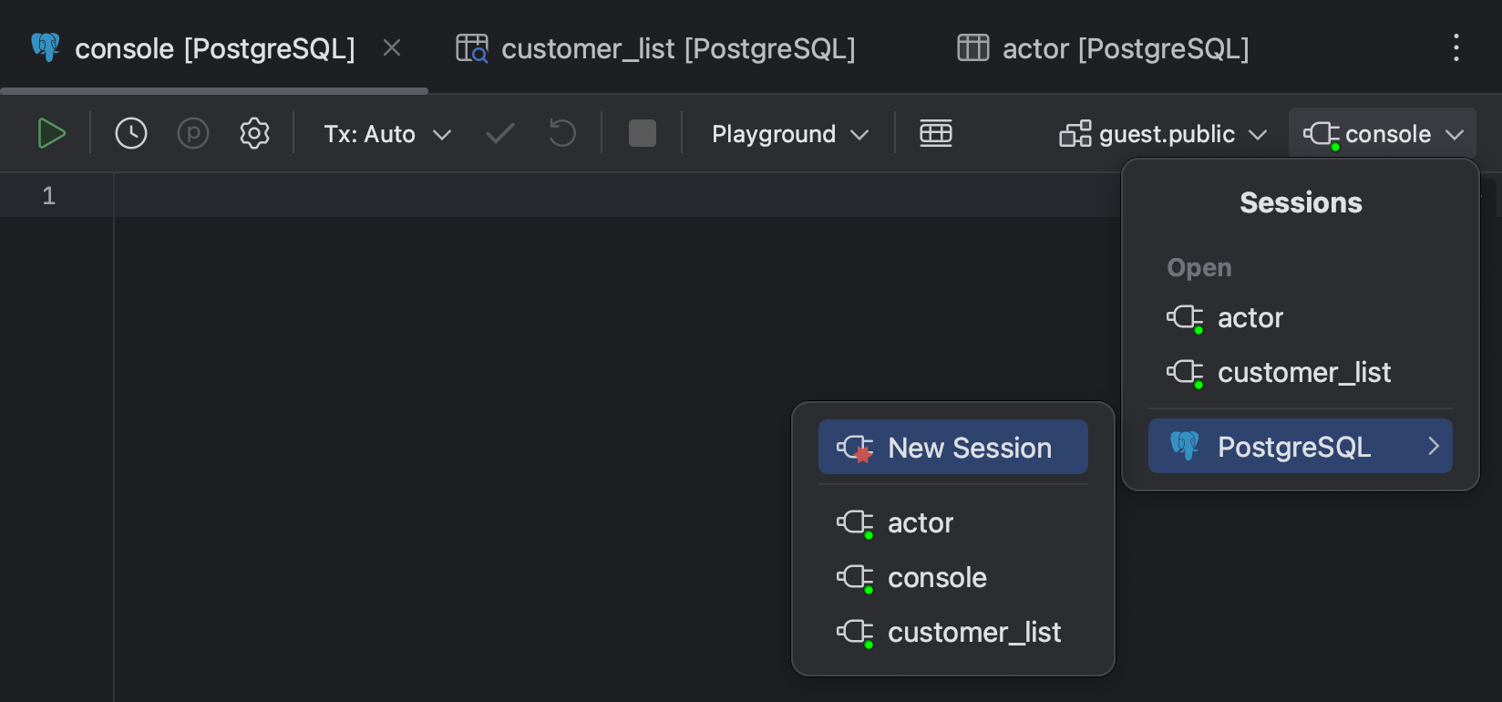 Query consoles | JetBrains Rider Documentation