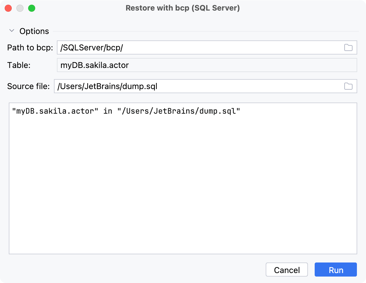 Restore a Microsoft SQL Server table data using bcp