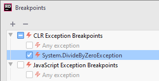 JetBrains Rider: new exception breakpoint