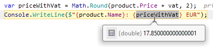 JetBrains Rider: Value tooltips for variables when debugging